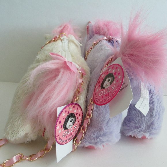 Olly & Me Plush Stuffed Set of 2 Unicorn Olly with Gold Chain Handle Purse - Picture 2 of 7